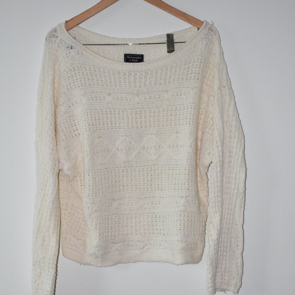 Abercrombie White Knit Sweater, Size M
